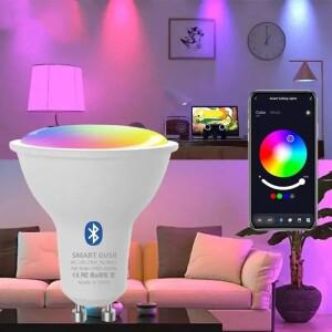 Tuya GU10 스마트 LED 전구 WiFi 또는 블루투스 디밍 가능 램프 라이프 앱 제어 스포트라이트 Alexa 및 Goo