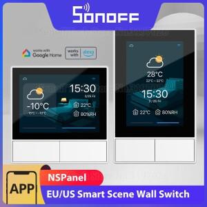 SONOFF NSPanel HMI LCD 스마트 씬 화이트 월 스위치, EU/US 온도조절기 올인원 제어, eWeLink 앱 지지대 A