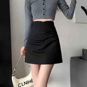 여자 데일리 검정 숏 스커트 코디 키작녀 치마 패션 (HSJ-WF4D75A)