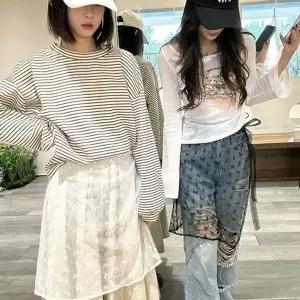 여성 망사 레이스 랩스커트 페이크 레이어드스커트 (HSJ-WFHO2H1)