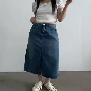 여자 데님스커트 앞트임 롱스커트 롱 청치마 중청데님 (HSJ-WF73C0D)