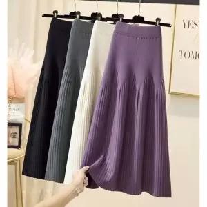 여성 A라인 골지 니트 롱스커트 가을 겨울 니트스커트 (HSJ-WDDC8B0)