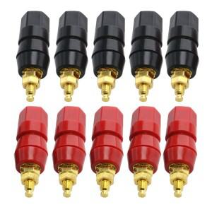 5PCS 터미널 레드 블랙 앰프 바인딩 포스트 바나나 스피커 플러그 잭 어댑터 소켓 파워 접속 커넥터