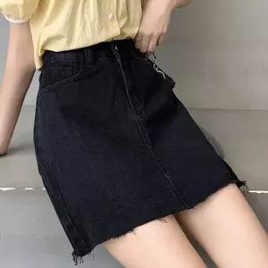 블랙 데님 미니 스커트 검정 청치마 청미니스커트 (HSJ-WE21390)