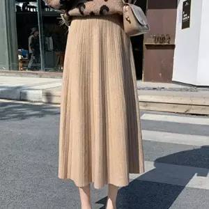 여자 가을 데이트 룩 나들이 주름 니트 롱 스커트 (HSJ-WF40C8D)