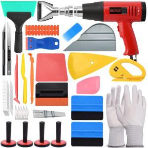 히트건이 포함된 NEWISHTOOL 비닐 랩 도구 키트, 자동차 펠트 스퀴지, 터킹 장갑, 자석 홀더, 필름 설치용 윈도우 틴트