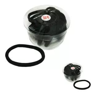 납작 매듭없는 헤어밴드 코사지통 고무줄 검정 머리끈 30P