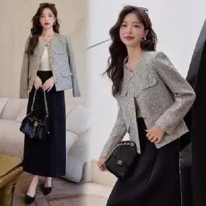 볼사스 여자 모직 가을 경량 상의 숏 코트 예쁜 프렌치 럭셔리 ADOR3