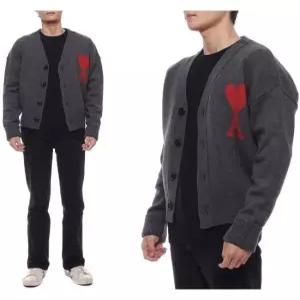[아미]남성 빅 하트 로고 울 가디건 (UKC002 018 067 M 24F)