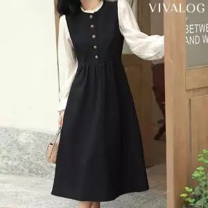 [비바로그][비바로그] 럽잇 넥프릴 배색 원피스