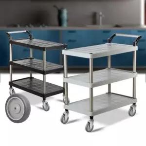 써빙카트 3단 트롤리 주방트롤리 웨건 회색바퀴 무빙카트 플라