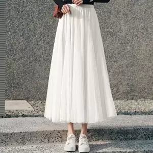 사랑스러운 발레리나 망사 레이스 롱 샤 스커트 A라인 (HSJ-WE891DF)