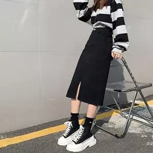 여자 스커트 앞트임 날씬핏 A라인 봄 가을 심플 치마 (HSJ-WFIKMJW)