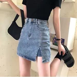 여성 예쁜 데님 절개 스판 청 바지 스커트 치마바지 (HSJ-WDD8445)