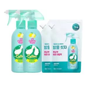 온더바디 코튼풋 발을씻자 풋샴푸 레몬 385ml 2개+리필 500ml 2개