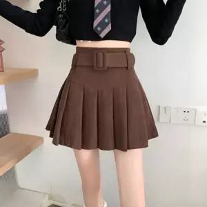 여성 2컬러 귀여운 골덴 벨트 주름스커트 미니스커트 (HSJ-WFG1UDX)