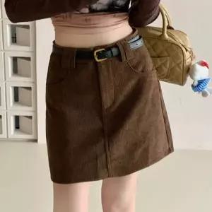 미니 A라인 스커트 코듀로이 골덴 스웨이드 짧은 치마 (HSJ-WD2959C)