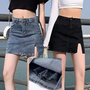 속바지 있는 데님 미니스커트 트임치마 데일리 청치마 (HSJ-WE97DB4)