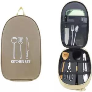 니시오시 캠핑 조리기구 보관 가방 세트 도구 휴대용 칼 포크 숟가락 도마 셰프 나이프 주방용품 보관함