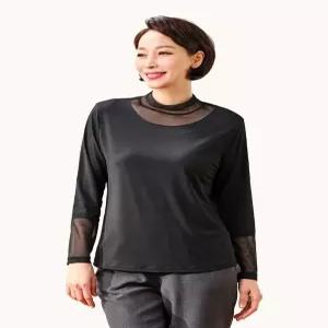 [마담엘레강스][마담엘레강스] 템테이션 메쉬 배색 블라우스 N243BL71