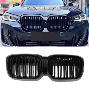 BMW 호환 ix3 시리즈 G08 2022 튜닝 레이싱 그릴용 프론트 범퍼 키드니 더블 라인 글로스 블랙