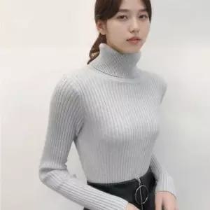 [리빌모아]여자 포근 도톰 기본 목폴라 골지 티 LDW-TSA-SSIS622-그레이