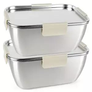 국산 올스텐 크림 스텐밀폐용기 직사각 9호 3170ml 2P