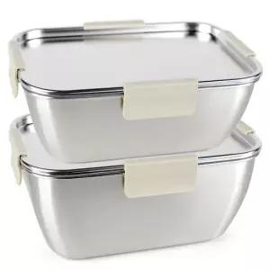 국산 올스텐 크림 스텐밀폐용기 직사각 8호 2580ml+직사각 9호 3170ml