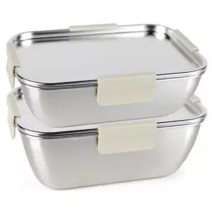 국산 올스텐 크림 스텐밀폐용기 직사각 7호 2030ml+직사각 8호 2580ml