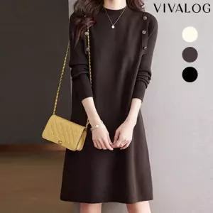 [비바로그][비바로그] 마이 버튼 포인트 니트 원피스