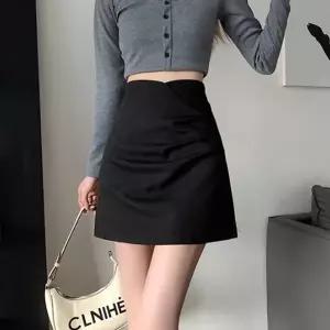 여자 데일리 검정 숏 스커트 코디 키작녀 치마 패션 (HSJ-WF4D75A)