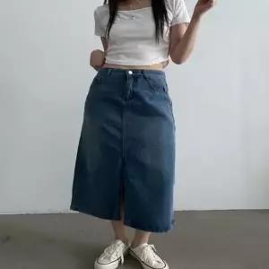 여자 데님스커트 앞트임 롱스커트 롱 청치마 중청데님 (HSJ-WF73C0D)