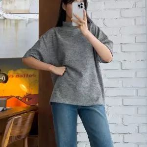 [리빌모아]여자 무지 리브드 골지 반폴라 7부 맨투맨 5CW-TSA-Q115-메란지