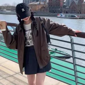 [리빌모아]여자 오버핏 라이더 레더 카라 자켓 DMSW-JKW-SHHE68-브라운