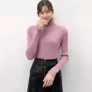 [리빌모아]여자 포근 도톰 기본 목폴라 골지 티 LDW-TSA-SSIS622-연핑