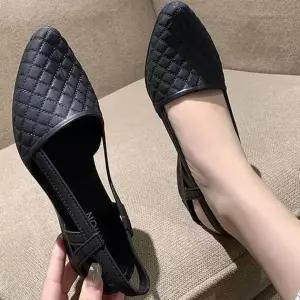 체크패턴 젤리 웨지힐 슈즈 경량 뾰족코 캐주얼 신발