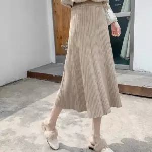 3컬러 쫀쫀한 허리밴딩 편한 가을 겨울 니트 롱스커트 (HSJ-WFJO3W9)