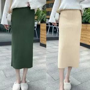 여자 직장인 봄 출근 룩 골지 롱 니트 스커트 코디 (HSJ-WF00AB0)