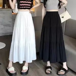 여성 A라인 밴딩롱스커트 안감 하이웨스트 미디스커트 (HSJ-WDE6BB3)