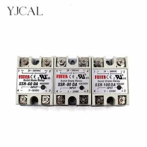 YJCAL 솔리드 스테이트 릴레이 SSR-60DA 60A 80A 100A 3-32V DC 24-380V AC SSR