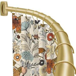 YNL 커브드 샤워 커튼 로드 35 82인치(2 9 6 8피트) 욕실 욕조용 골드 라운드 방청 샤워 로드 조절 가능한 아치형 샤워 커튼 로드 녹슬지 않음 추가 공간 지지 않음 확장 가능 드릴 필요가