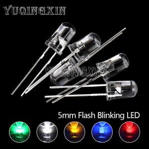 50pcs 5mm 흰색 녹색 빨간색 파란색 노란색 발광 다이오드 자동 깜박이는 LED 플래시 제어 1.5HZ