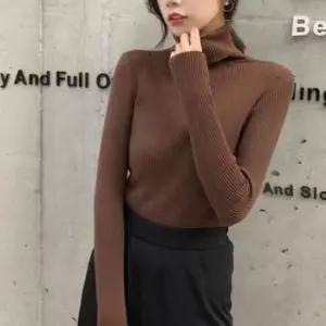 [의류] 여성 골지 터틀넥 니트티 긴팔 슬림핏 니트 티셔츠