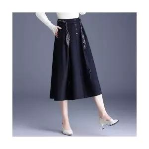 페브레로 여성롱스커트 A라인 플리츠 스커트 가을 미디 캐주얼 슬림핏 UNO3