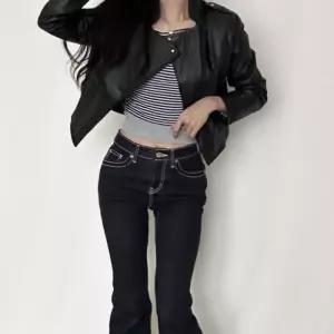 [더바디시크릿]여성 가죽자켓 크롭 라이더 레자 66까지