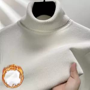 미비다 남성 폴라 니트 스웨터 가을 융털 기본 터틀넥 슬림핏 기모 보온 플러스 ADOR3