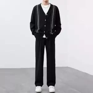 미비다 남성 브이넥 니트 스웨터 시크 봄가을 스트라이프 톤 다운 가디건 캐주얼 얇은 코트 ADOR3