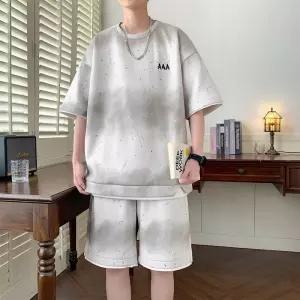 훌리오 남자트레이닝복세트 반팔 캐주얼 정장 여름 얇은 한 벌에 멋스러운 트레이닝 투피스 UNO2