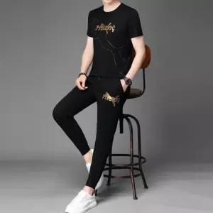 훌리오 남자트레이닝복세트 반팔 여름 캐주얼 트레이닝 세트 트렌드 프린트 라운드넥 투피스 UNO2