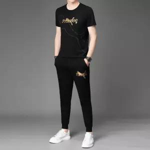 훌리오 남자트레이닝복세트 반팔 여름 캐주얼 트레이닝 세트 트렌드 프린트 라운드넥 투피스1 UNO2